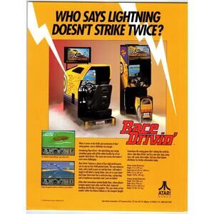 Race Drivin Vintage Video Arcade Game Flyer 1990 Original Retro Art 8.5" x 11"